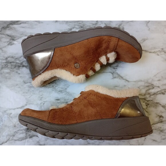 B Zees Golden Toffee Faux Suede Faux Fur Slip On Ankle Boots Size 7 M - Picture 5 of 9